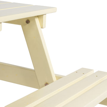 Shoreham 59" Modern Classic Outdoor Wood Picnic Table Benches with Umbrella Hole